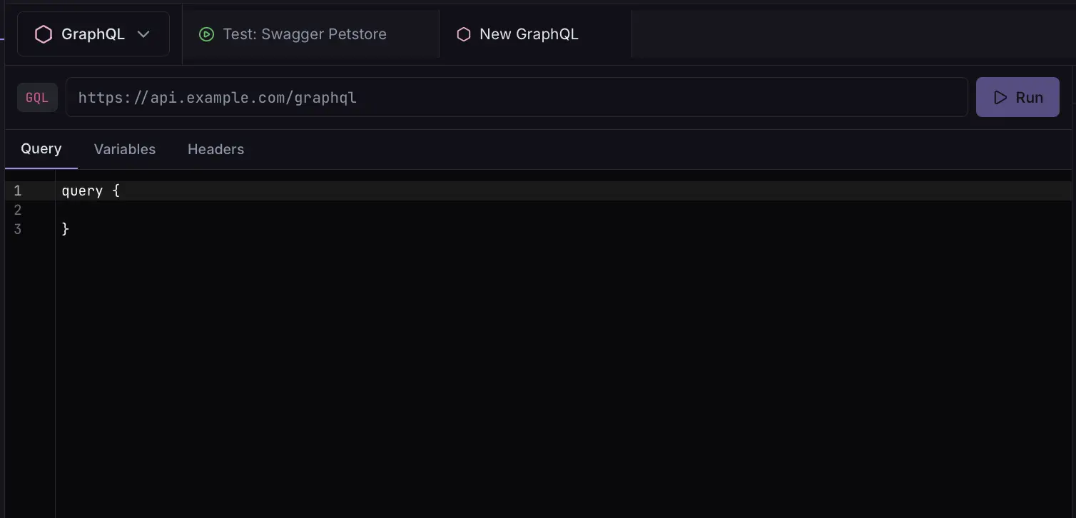 GraphQL client with schema explorer, query builder, and variables editor for API testing